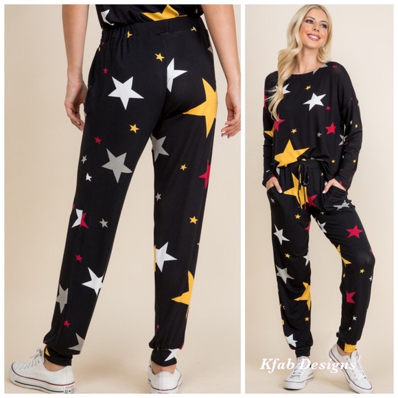 ⭐️LAST 1! Star Print Soft Jersey Pocket Joggers! - Picture 6 of 7
